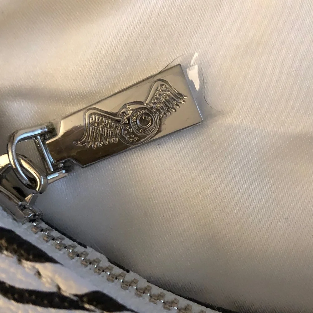 Von Dutch Zebra Print Shoulder Bag Red Trim & Logo Silver Chain + Wrench NWT